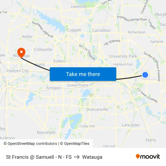 St Francis @ Samuell - N - FS to Watauga map