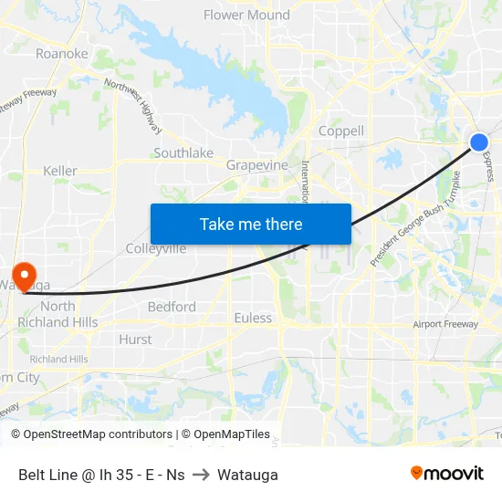 Belt Line @ Ih 35 - E - Ns to Watauga map