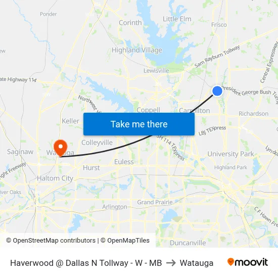 Haverwood @ Dallas N Tollway - W - MB to Watauga map