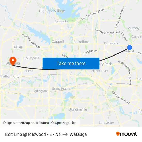 Belt Line @ Idlewood - E - Ns to Watauga map