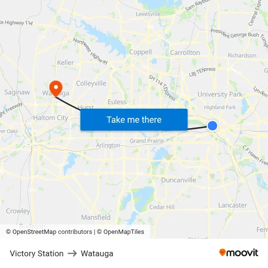 Victory Station to Watauga map