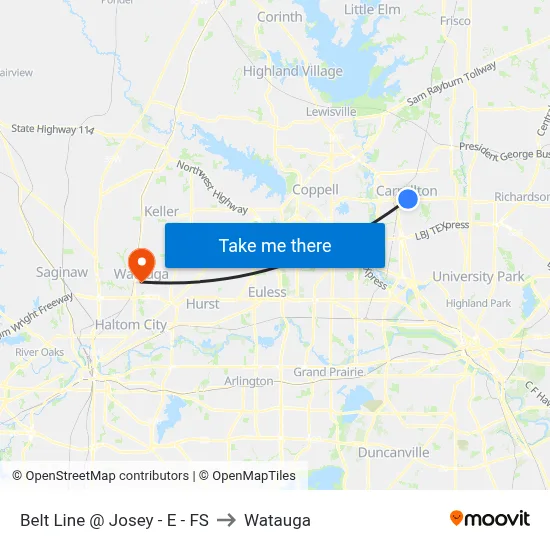 Belt Line @ Josey - E - FS to Watauga map