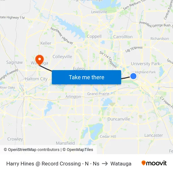 Harry Hines @ Record Crossing - N -  Ns to Watauga map