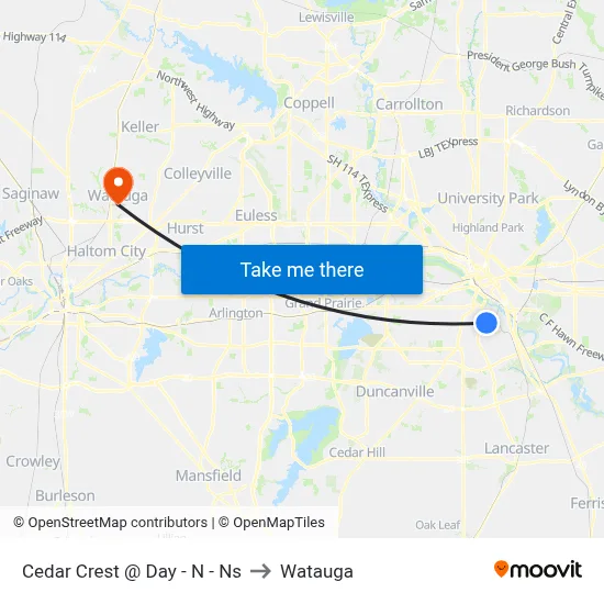 Cedar Crest @ Day - N - Ns to Watauga map