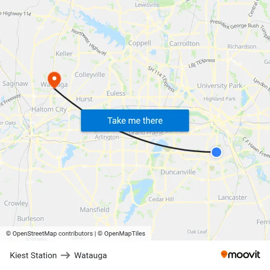 Kiest Station to Watauga map