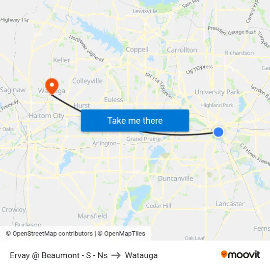Ervay @ Beaumont - S - Ns to Watauga map