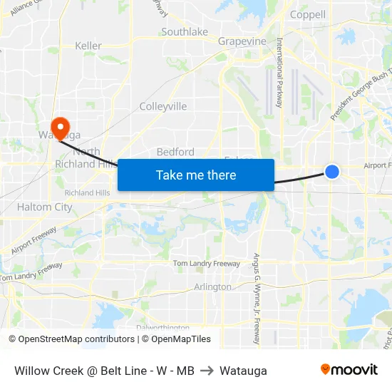 Willow Creek @ Belt Line - W - MB to Watauga map