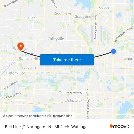 Belt Line @ Northgate - N - Mb2 to Watauga map
