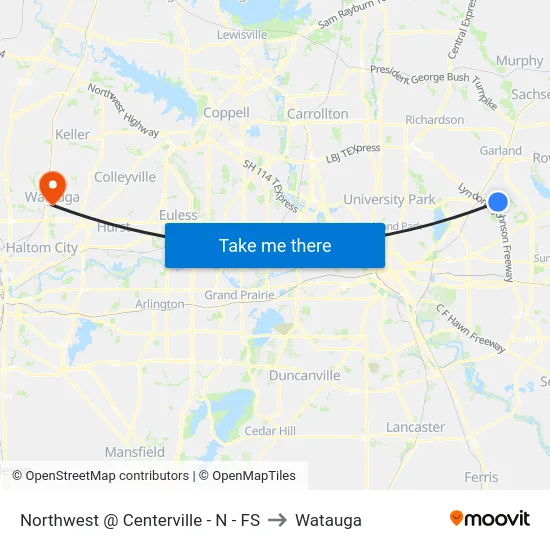 Northwest @ Centerville - N - FS to Watauga map