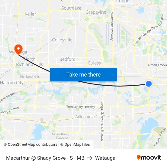Macarthur @ Shady Grove - S - MB to Watauga map