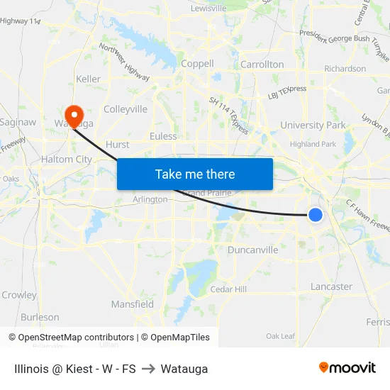 Illinois @ Kiest - W - FS to Watauga map