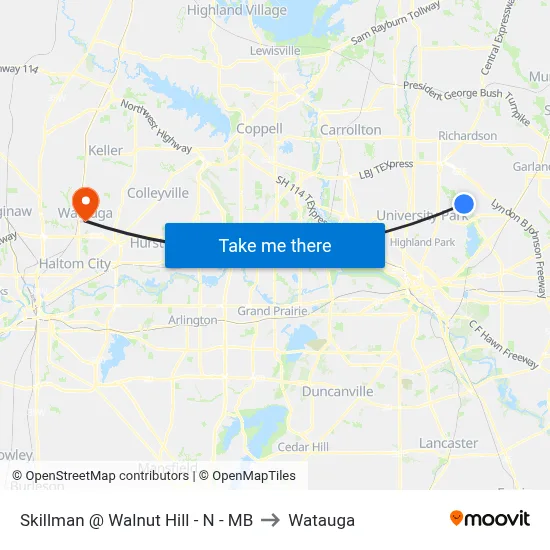 Skillman @ Walnut Hill - N - MB to Watauga map