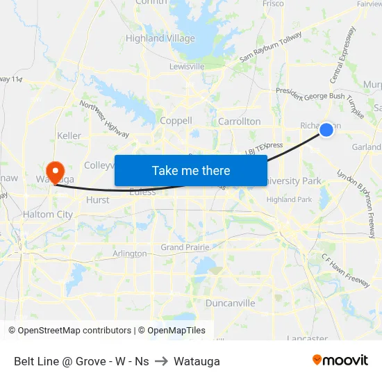 Belt Line @ Grove - W - Ns to Watauga map