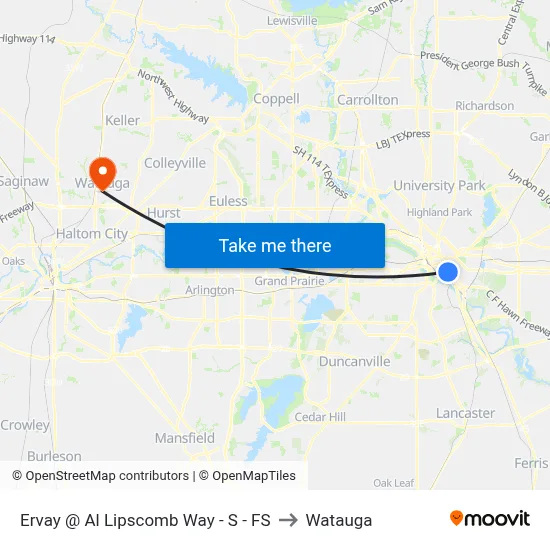 Ervay @ Al Lipscomb Way - S - FS to Watauga map