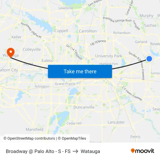 Broadway @ Palo Alto - S - FS to Watauga map