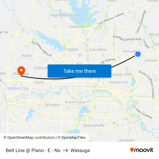Belt Line @ Plano - E - Ns to Watauga map