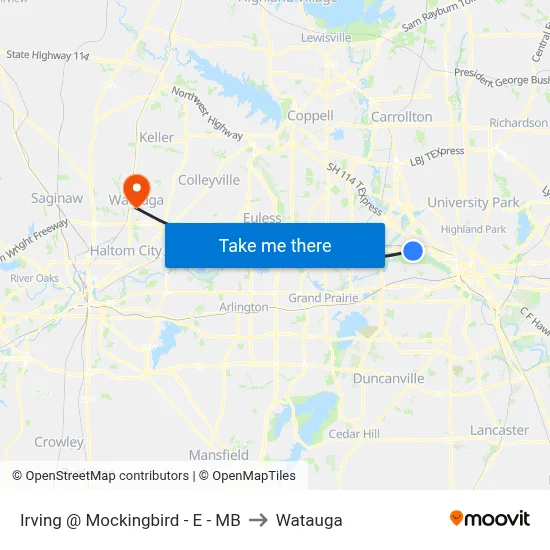 Irving @ Mockingbird - E - MB to Watauga map