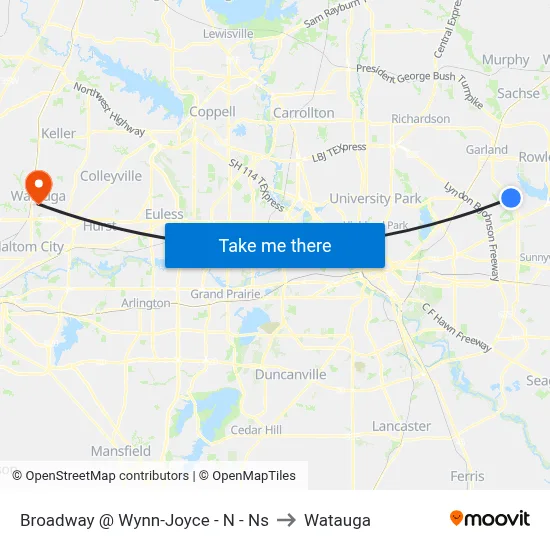 Broadway @ Wynn-Joyce - N - Ns to Watauga map