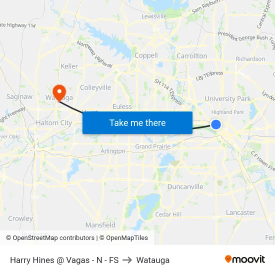 Harry Hines @ Vagas - N - FS to Watauga map