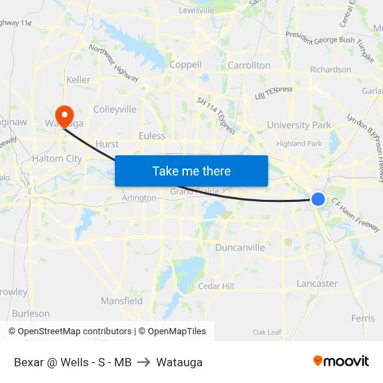 Bexar @ Wells - S - MB to Watauga map