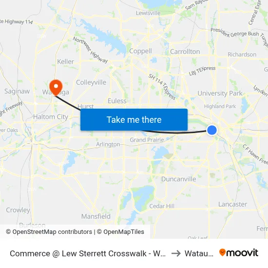 Commerce @ Lew Sterrett Crosswalk - W - Ns to Watauga map