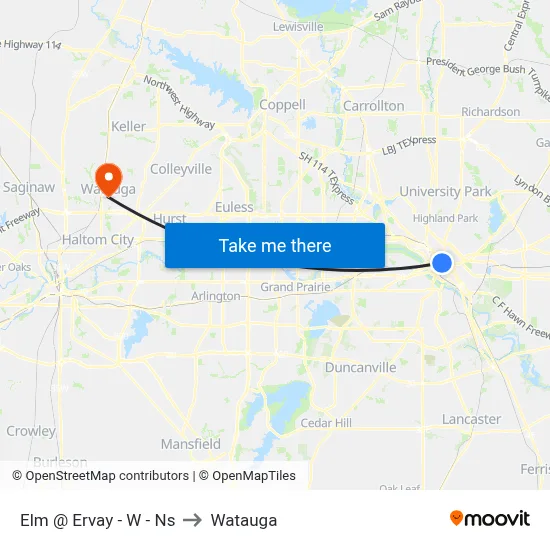 Elm @ Ervay - W - Ns to Watauga map