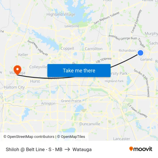 Shiloh @ Belt Line - S - MB to Watauga map
