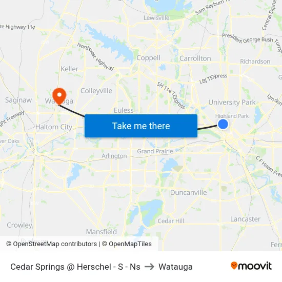Cedar Springs @ Herschel - S - Ns to Watauga map