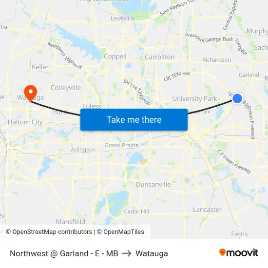 Northwest @ Garland - E - MB to Watauga map