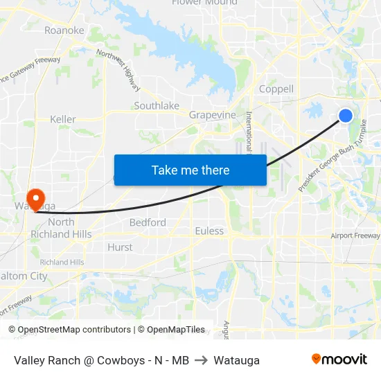 Valley Ranch @ Cowboys - N - MB to Watauga map