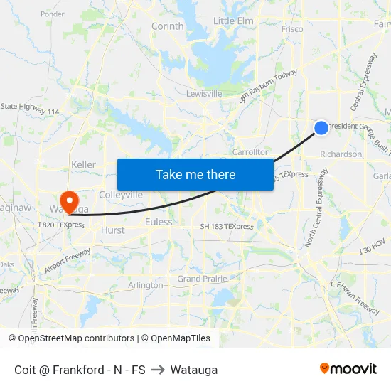 Coit @ Frankford - N - FS to Watauga map