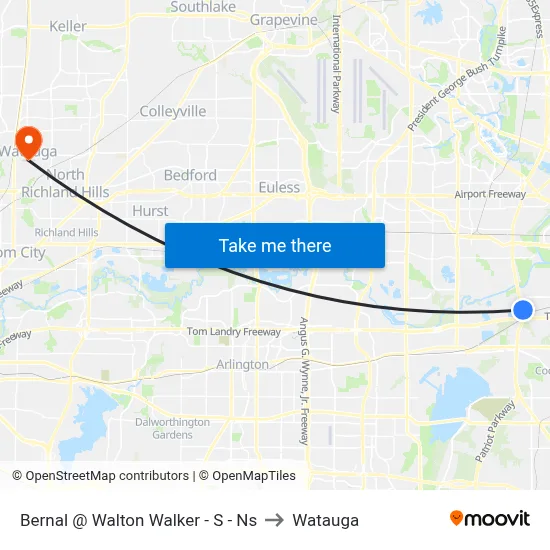 Bernal @ Walton Walker - S - Ns to Watauga map