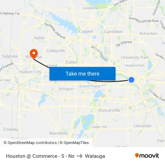 Houston @ Commerce - S - Ns to Watauga map