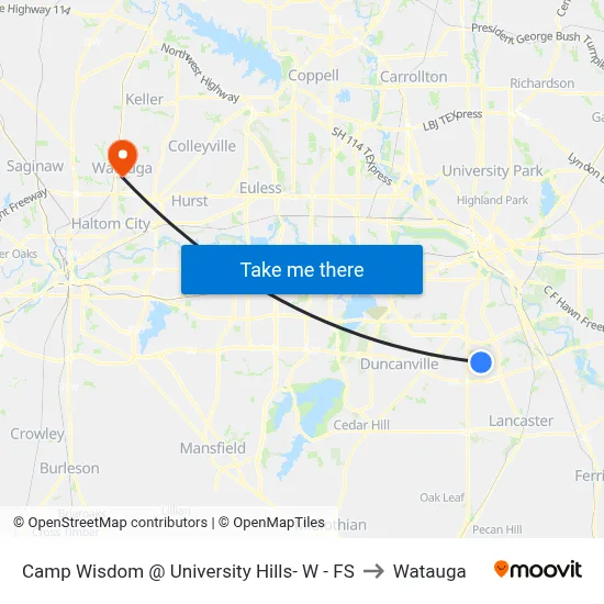 Camp Wisdom @ University Hills- W - FS to Watauga map