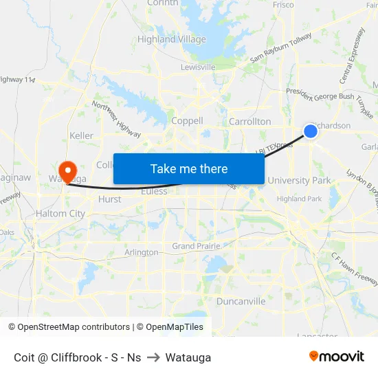 Coit @ Cliffbrook - S - Ns to Watauga map