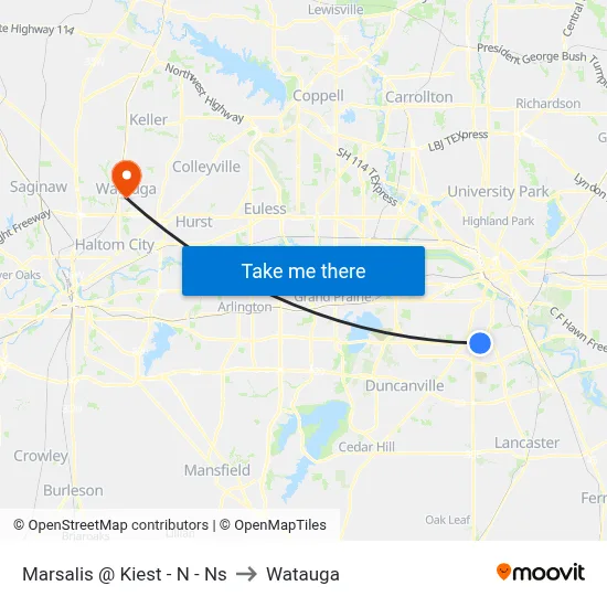 Marsalis @ Kiest - N - Ns to Watauga map