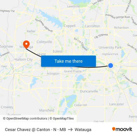 Cesar Chavez @ Canton - N - MB to Watauga map