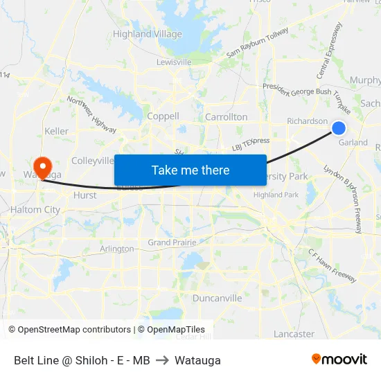 Belt Line @ Shiloh - E - MB to Watauga map