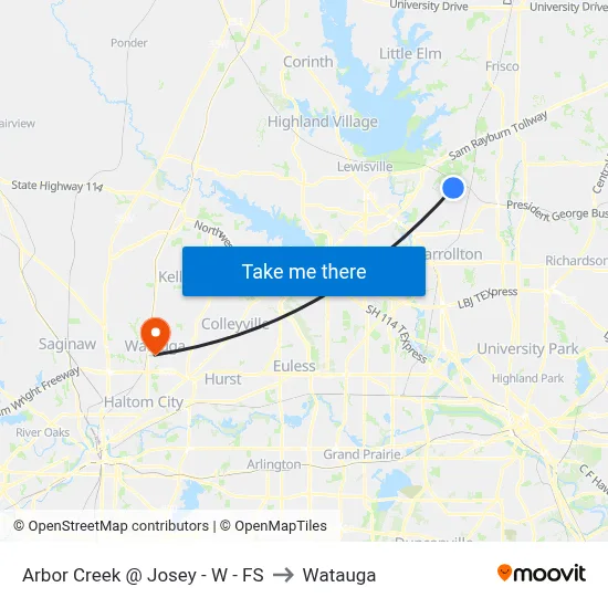 Arbor Creek @ Josey - W - FS to Watauga map