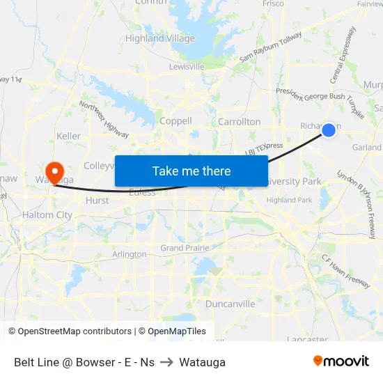 Belt Line @ Bowser - E - Ns to Watauga map