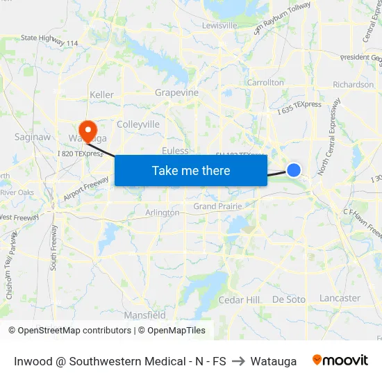 Inwood @ Southwestern Medical - N - FS to Watauga map