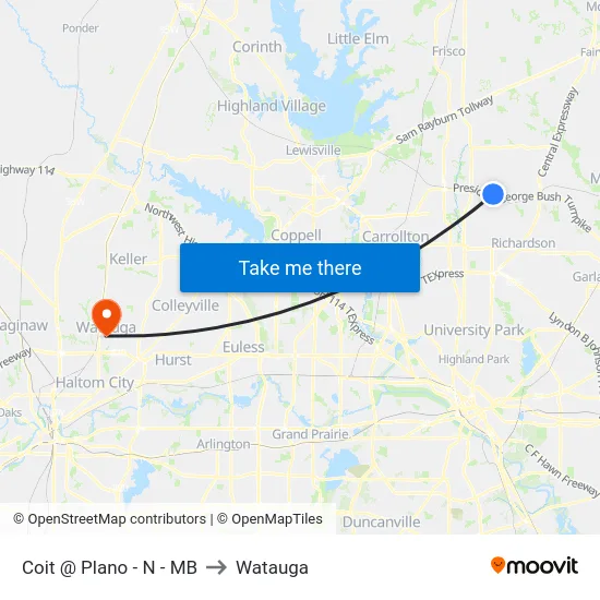 Coit @ Plano - N - MB to Watauga map