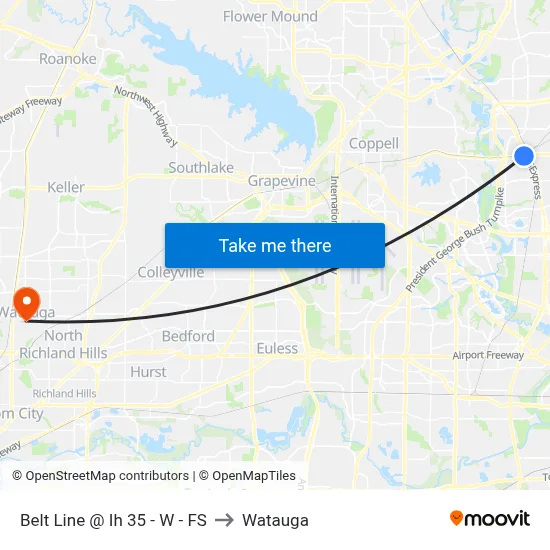 Belt Line @ Ih 35 - W - FS to Watauga map