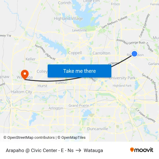 Arapaho @ Civic Center - E - Ns to Watauga map
