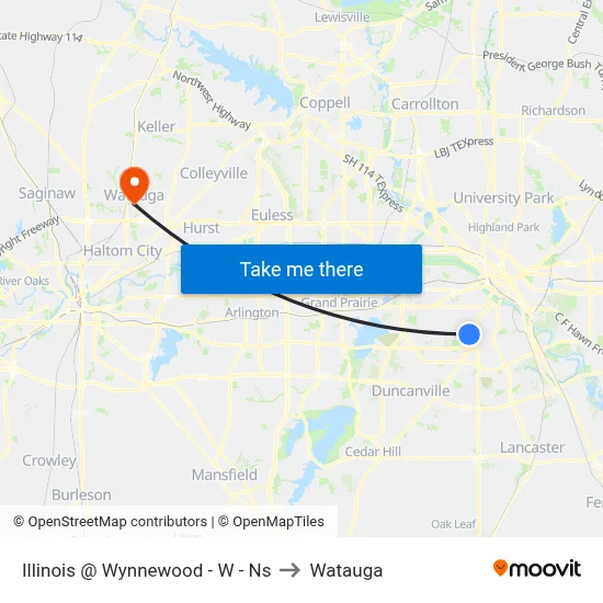 Illinois @ Wynnewood - W - Ns to Watauga map