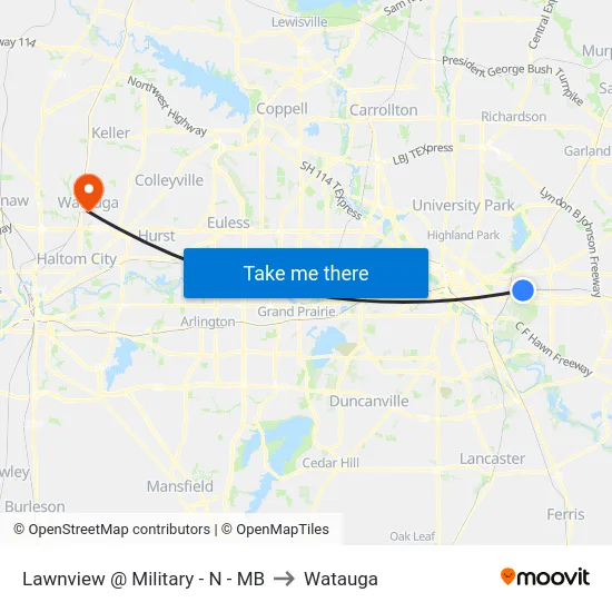 Lawnview @ Military - N - MB to Watauga map