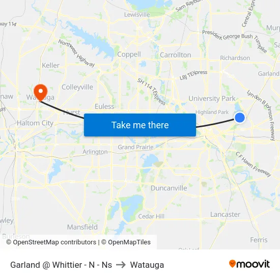 Garland @ Whittier - N - Ns to Watauga map