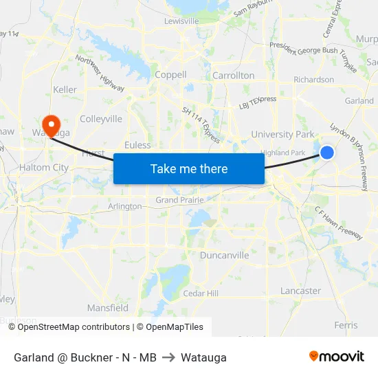 Garland @ Buckner - N - MB to Watauga map