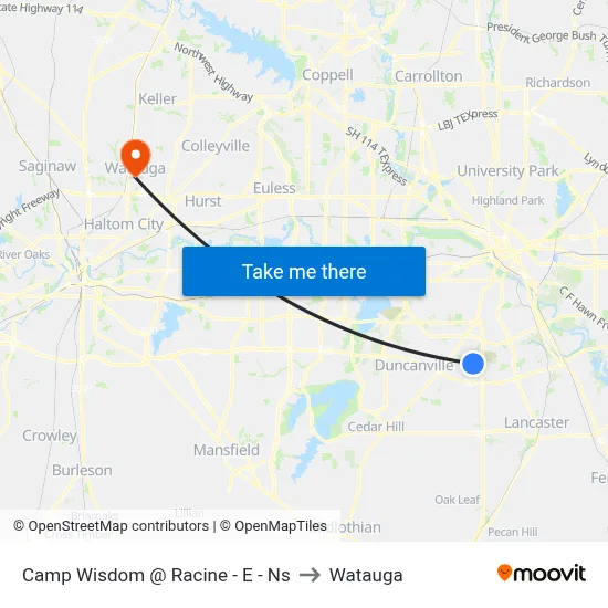 Camp Wisdom @ Racine - E - Ns to Watauga map