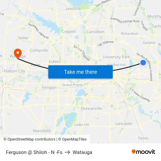 Ferguson @ Shiloh - N -Fs to Watauga map